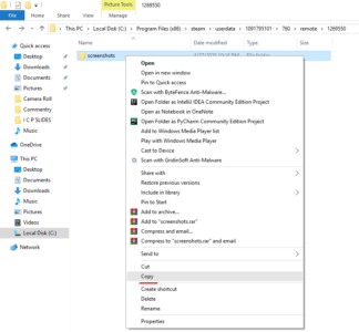Copying the Steam Screenshots Folder