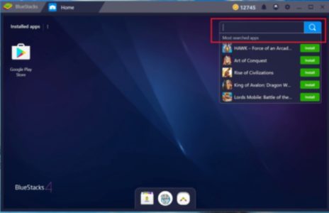 search for apps in Bluestacks